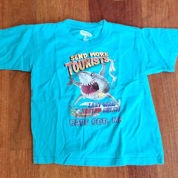 Wings "Send More Tourists" Cape Cod Shark T-Shirt Size 6T - Picture 1 of 8